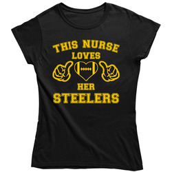 This Nurse Loves Her Steelers Football T Shirt - Pittsburgh Steelers Team Colors Ladies T Shirt This Nurse Loves Her Steelers Football T Shirt - Pittsburgh Steelers Team Colors Ladies T Shirt