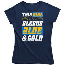 San Diego Chargers - This Girl Bleeds Blue And Gold Ladies T Shirt San Diego Chargers - This Girl Bleeds Blue And Gold Ladies T Shirt