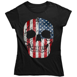 Vintage American Flag Skull Ladies T Shirt Vintage American Flag Skull Ladies T Shirt