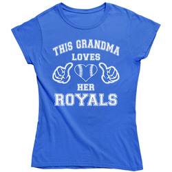 This Grandma Loves Her Royals Baseball Heart T Shirt - Kansas City Team Colors Ladies T Shirt