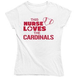 This Nurse Loves The Cardinals Baseball T Shirt - St Louis Cardinals Team Colors Ladies T Shirt