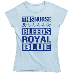 This Nurse Bleeds Royal Blue Baseball T Shirt - Kansas City Royals Team Colors Ladies T Shirt