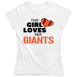 This Girl Loves Her Giants Baseball T Shirt - San Francisco Giants Team Colors Ladies T Shirt
