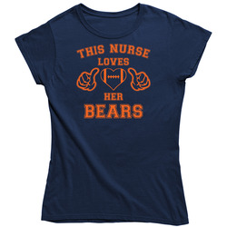 This Nurse Loves Her Bears Football T Shirt - Chicago Bears Team Colors  Ladies T Shirt