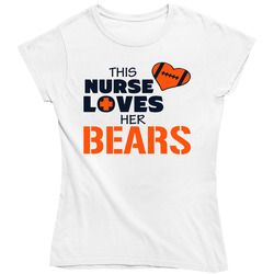 This Nurse Loves Her Bears Football T Shirt - Chicago Bears Team Colors Ladies T Shirt