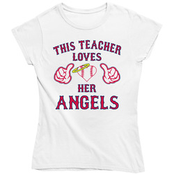 This Teacher Loves Her Angels Baseball Ladies T Shirt