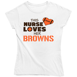 This Nurse Loves Her Browns Football T Shirt - Cleveland Browns Team Colors  Ladies T Shirt