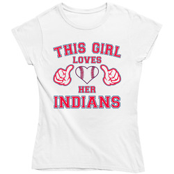 This Girl Loves Her Cleveland Indians Baseball Heart Ladies T Shirt