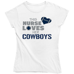 This Nurse Loves Her Cowboys Football T Shirt - Dallas Cowboys Team Colors Ladies T Shirt