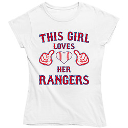 This Girl Loves Her Texas Rangers Heart Baseball Ladies T Shirt