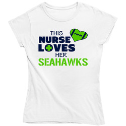 This Nurse Loves Her Seahawks Football T Shirt - Seattle Seahawks Team Colors Ladies T Shirt