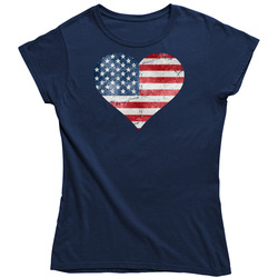 Vintage American Heart Flag Ladies T Shirt
