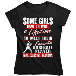 The Grandma Baseball T Shirt - My Grandson Is My Favorite Baseball Player Ladies T Shirt