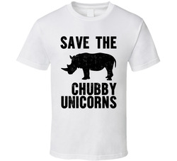 Save The Chubby Unicorns Funny Rhinoceros Rhino Worn Look T Shirt
