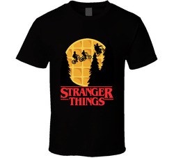 Stranger Things Bike Chase Scene Waffle Moon Parody T Shirt