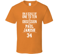 On A Scale Of One To Ten My Obsession With Paul Janish Is 34 Baltimore Baseball Fan T Shirt