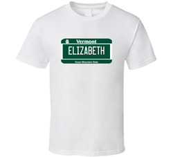 Elizabeth Vermont Custom Name License Plate Customizable T Shirt Elizabeth Vermont Custom Name License Plate Customizable T Shirt