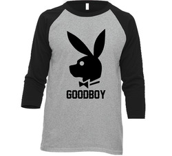 Good Boy Dog Head With Playboy Bunny Ears Mashup Raglan Raglan 3/4 Sleeve Shirt Good Boy Dog Head With Playboy Bunny Ears Mashup Raglan Raglan 3/4 Sleeve Shirt