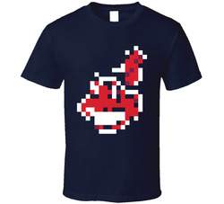 Cleveland Baseball Mlb Team Pixelated 8 Bit Logo Geek Fan T Shirt