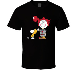 Snoopy Charlie Brown Penuts Pennywise Steven King's It Fan Parody T Shirt