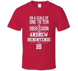 On A Scale Of One To Ten My Obsession With Andrew Benintendi Is 16 Boston Baseball Fan T Shirt