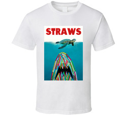 Straws Jaws Poster Parody Save The Turtles T Shirt