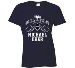This Girl Loves Michael Oher Carolina Football Player Sports Fan Heart Ladies T Shirt