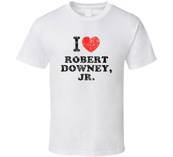 Robert Downey, Jr. I Love Heart Comedian Comedy Worn Look Cool Fan T Shirt