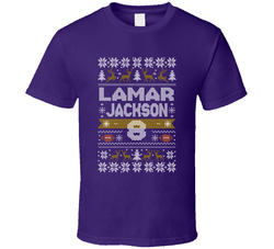 Lamar Jackson 8 Ugly Christmas T Shirt Lamar Jackson 8 Ugly Christmas T Shirt