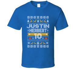 Justin Herbert 10 Ugly Christmas T Shirt Justin Herbert 10 Ugly Christmas T Shirt