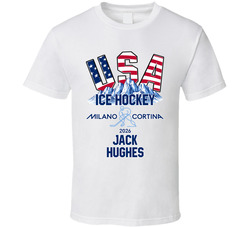Jack Hughes Ice Hockey Milano Cortina 2026 Fan T Shirt Jack Hughes Ice Hockey Milano Cortina 2026 Fan T Shirt