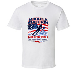 Mikaela Shiffrin Gold 2026 Milano T Shirt Mikaela Shiffrin Gold 2026 Milano T Shirt