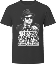 Elwood Blues 106 Miles to Chicago The Blues Brothers Funny 80s Comedy T Shirt Elwood Blues 106 Miles to Chicago The Blues Brothers Funny 80s Comedy T Shirt