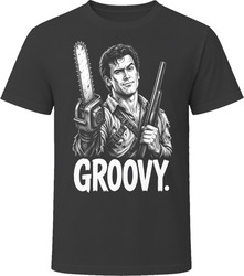 Ash Groovy Evil Dead II Iconic 80s Movie T Shirt Ash Groovy Evil Dead II Iconic 80s Movie T Shirt