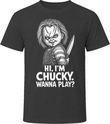 Chucky The Doll Hi I'm Chucky Wanna Play Childs Play Iconic 80s Movie T Shirt Chucky The Doll Hi I'm Chucky Wanna Play Childs Play Iconic 80s Movie T Shirt