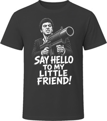 Tony Montana Say Hello to My Little Friend Iconic 80s Movie T Shirt Tony Montana Say Hello to My Little Friend Iconic 80s Movie T Shirt
