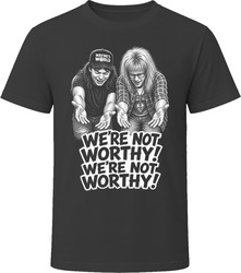 Wayne And Garth We're Not Worthy Funny 90s Comedy T Shirt Wayne And Garth We're Not Worthy Funny 90s Comedy T Shirt
