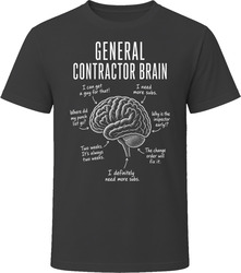 General Contractor Brain Funny Construction Boss T Shirt General Contractor Brain Funny Construction Boss T Shirt