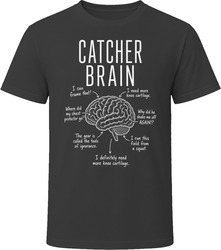 Catcher Brain Funny Baseball Catcher T Shirt