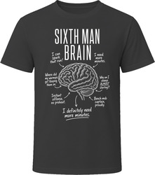 Sixth Man Brain Funny Basketball Bench T Shirt
