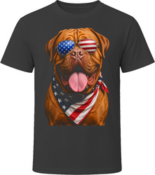 Mastiff Dogue de Bordeaux USA Flag Sunglasses T-Shirt Mastiff Dogue de Bordeaux USA Flag Sunglasses T-Shirt