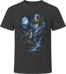 Australian Shepherd Howling at the Moon T-Shirt