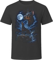 Doberman Pinscher Howling at the Moon T-Shirt