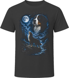 Bernese Mountain Dog Howling at the Moon T-Shirt