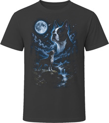 Boston Terrier Howling at the Moon T-Shirt