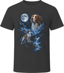 Brittany Spaniel Howling at the Moon T-Shirt
