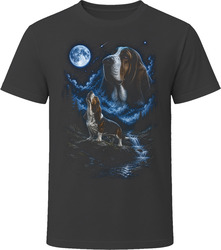 Basset Hound Howling at the Moon T-Shirt