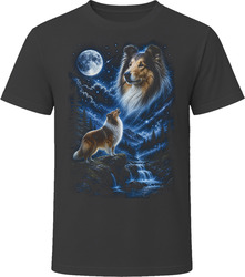 Rough Collie Howling at the Moon T-Shirt