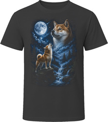 Shiba Inu Howling at the Moon T-Shirt