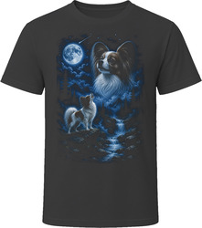 Papillon Howling at the Moon T-Shirt